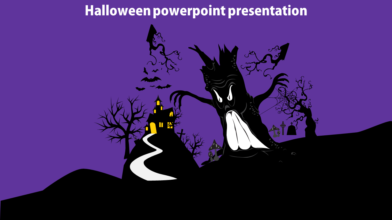Halloween PowerPoint Presentation Template With Scary Tree